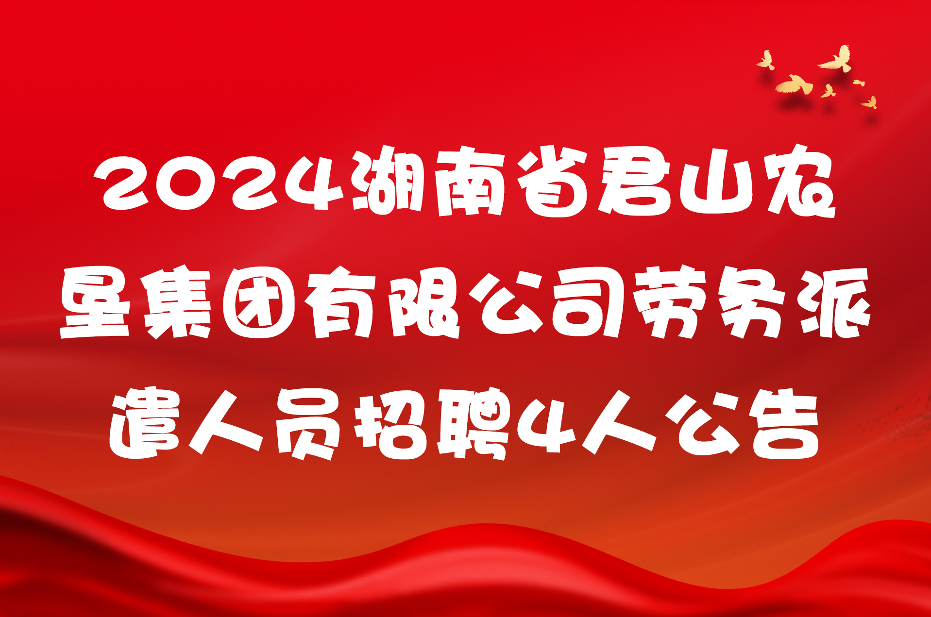 2024湖南省君山农垦集团有限公司劳务派遣人员招聘4人公告