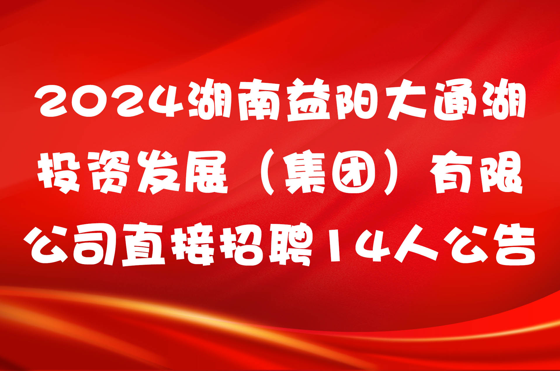 2024湖南益阳大通湖投资发展（集团）有限公司直接招聘14人公告