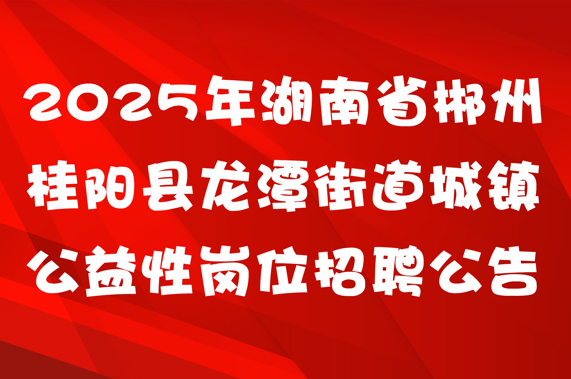 2025年湖南省郴州桂阳县龙潭街道城镇公益性岗位招聘公告