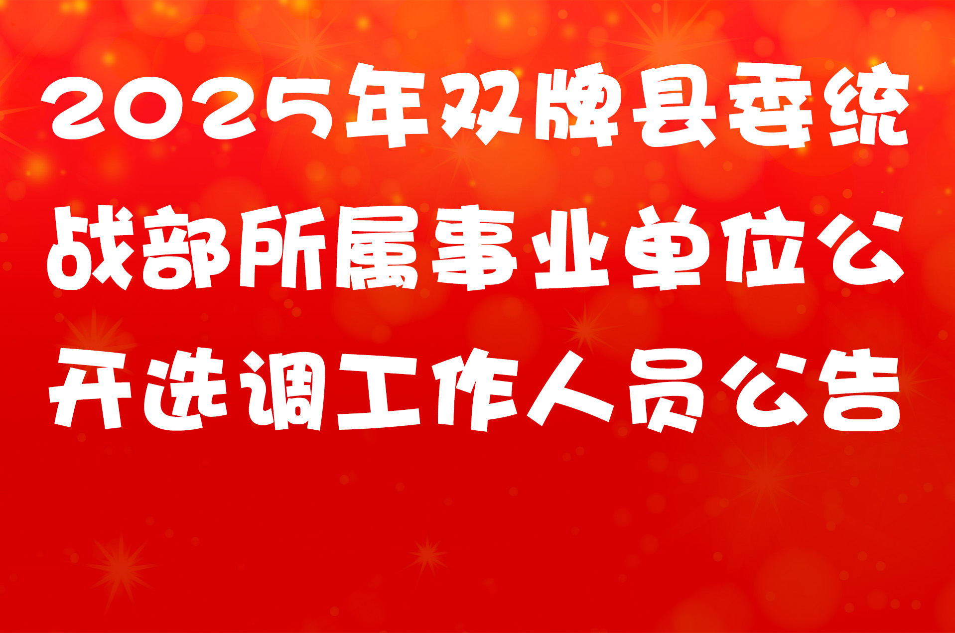 2025年双牌县委统战部所属事业单位公开选调工作人员公告