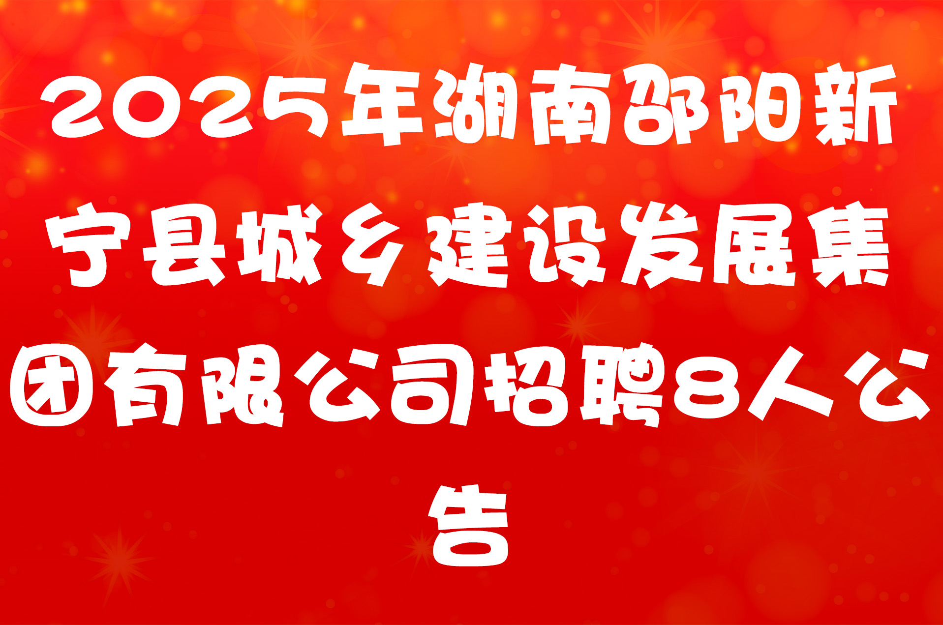 2025年湖南邵阳新宁县城乡建设发展集团有限公司招聘8人公告