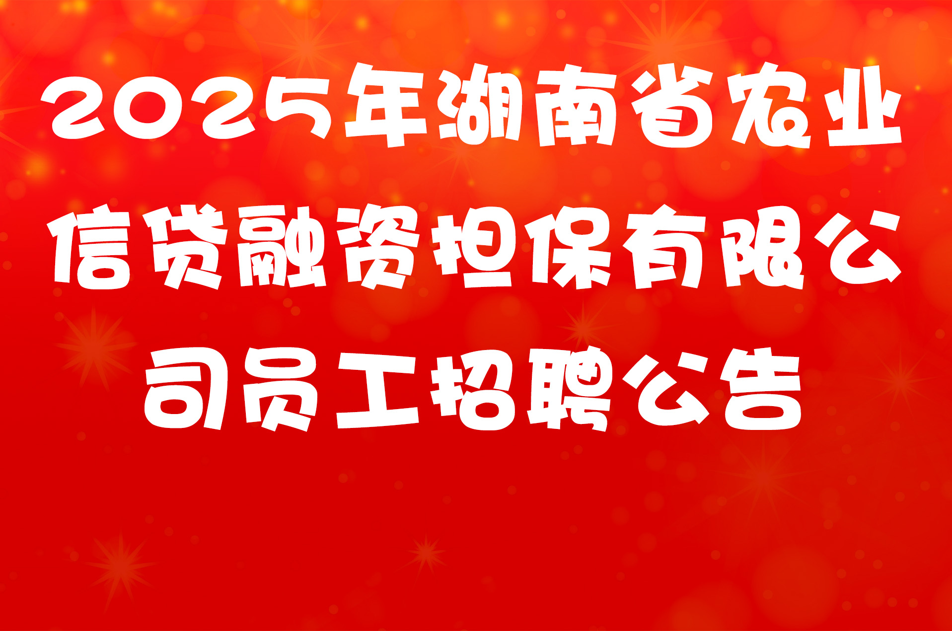 2025年湖南省农业信贷融资担保有限公司员工招聘公告
