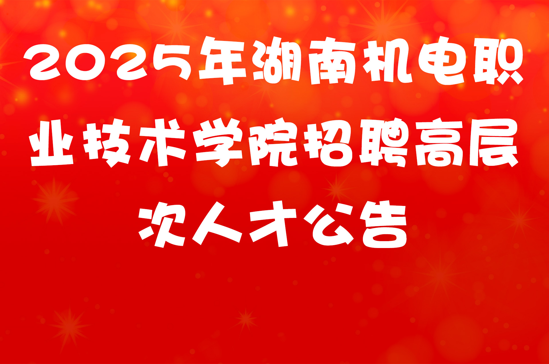 2025年湖南机电职业技术学院招聘高层次人才公告