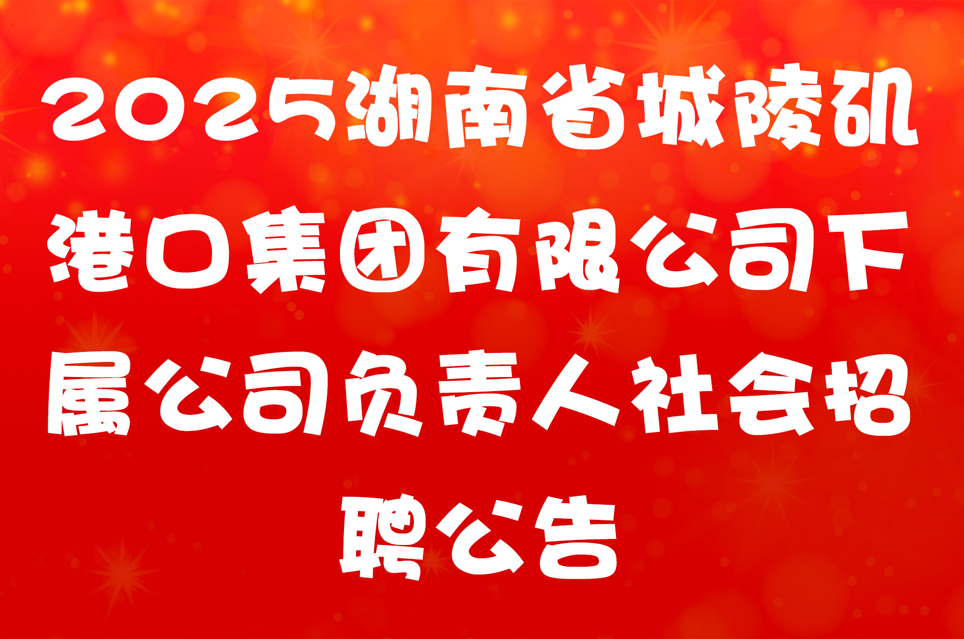 2025湖南省城陵矶港口集团有限公司下属公司负责人社会招聘公告